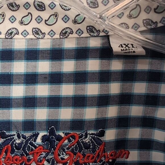 Robert Graham Plaid Button Up Short Sleeve Shirt Sz 4XL - Picture 3 of 10